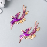 Декор для творчества металл "Птица-феникс" эмаль, золото 2,9х5,6 см