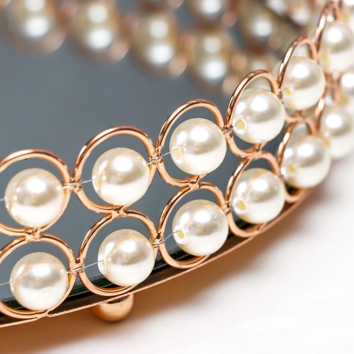 Подставка интерьерная под свечи с зеркалом Подставка интерьерная под свечи с зеркалом "Жемчужинки" круг 5,5х25х25 см