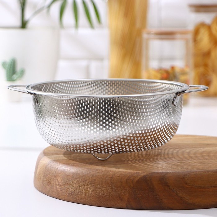 Дуршлаг из нержавеющей стали &laquo;Марко&raquo;, d=19 см, две ручки, цвет хромированный