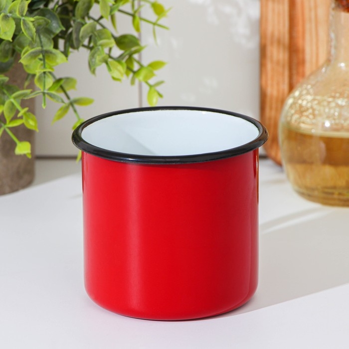 Кружка эмалированная, 400 мл, цвет красный Кружка эмалированная, 400 мл, цвет красный