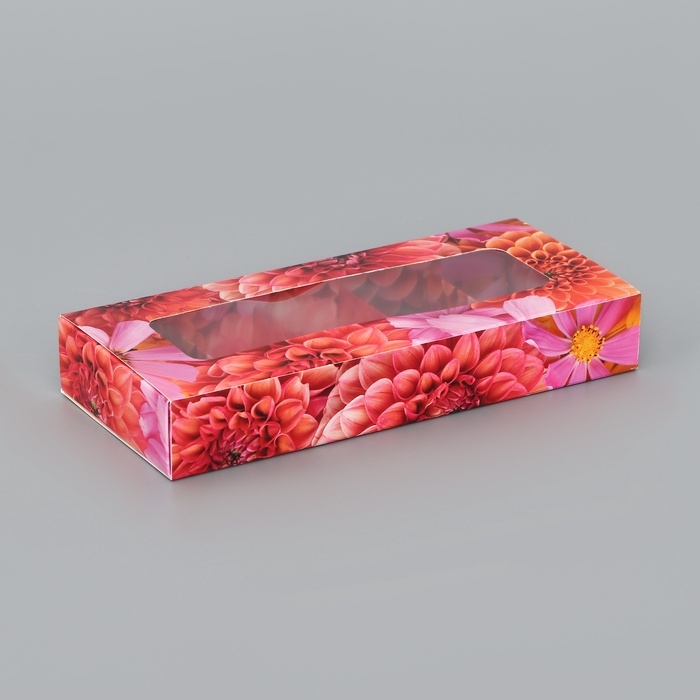 Коробка складная для 10 конфет Коробка складная для 10 конфет "Цветочки", 9,8 х 22 х 3,5 см. Кондитерская упаковка