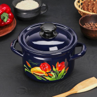 Кастрюля эмалированная цилиндрическая, 2 л, индукция, деколь МИКС, цвет синий Кастрюля эмалированная цилиндрическая, 2 л, индукция, деколь МИКС, цвет синий