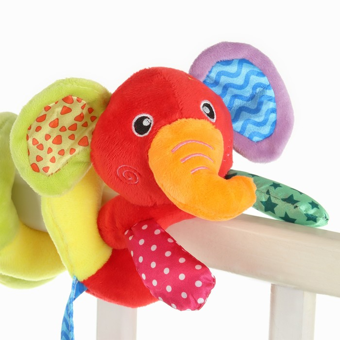 Растяжка - спираль с игрушками дуга на коляску / кроватку для малышей 0+ &laquo;Слоник яркий&raquo;, Крошка Я