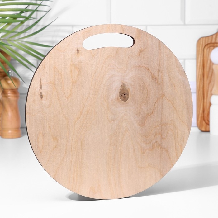 Доска разделочная и сервировочная круглая кухонная Доска разделочная и сервировочная круглая кухонная "Жостовская роспись", 25,5 см