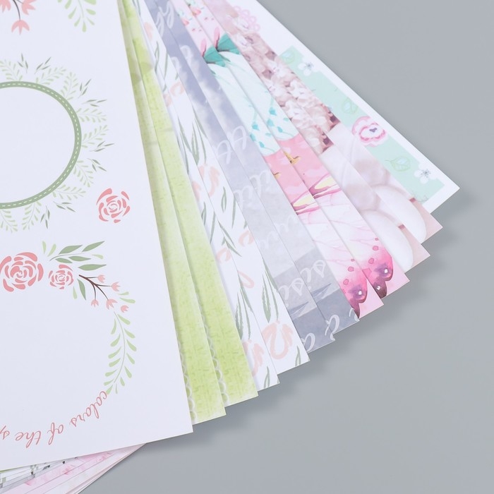 Бумага для скрапбукинга 30х30 см "Нежность природы", двусторонняя, 12 листов, 12 дизайнов, 1