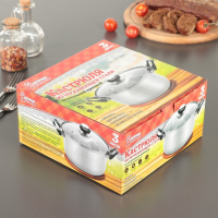 Кастрюля из нержавеющей стали с крышкой Доляна «Роскошь», 3 л, d=20 см Кастрюля из нержавеющей стали с крышкой Доляна «Роскошь», 3 л, d=20 см