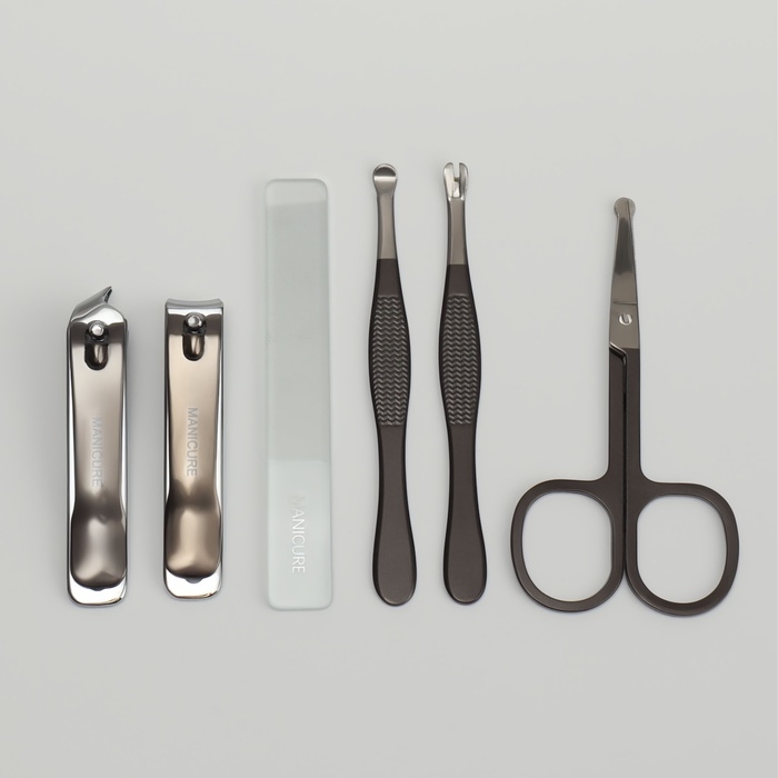 Набор маникюрный, 6 предметов, в футляре, цвет оранжевый/чёрный Набор маникюрный, 6 предметов, в футляре, цвет оранжевый/чёрный