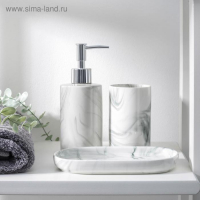 Набор аксессуаров для ванной комнаты &laquo;Сила&raquo;, 3 предмета (мыльница, дозатор для мыла 350 мл, стакан), цвет серый