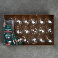 Гирлянда &laquo;Нить&raquo; 1.6 м с насадками &laquo;Шарики со звездой&raquo;, IP20, серебристая нить, 15 LED, батарейки ААх2 (нет в комплекте), свечение белое