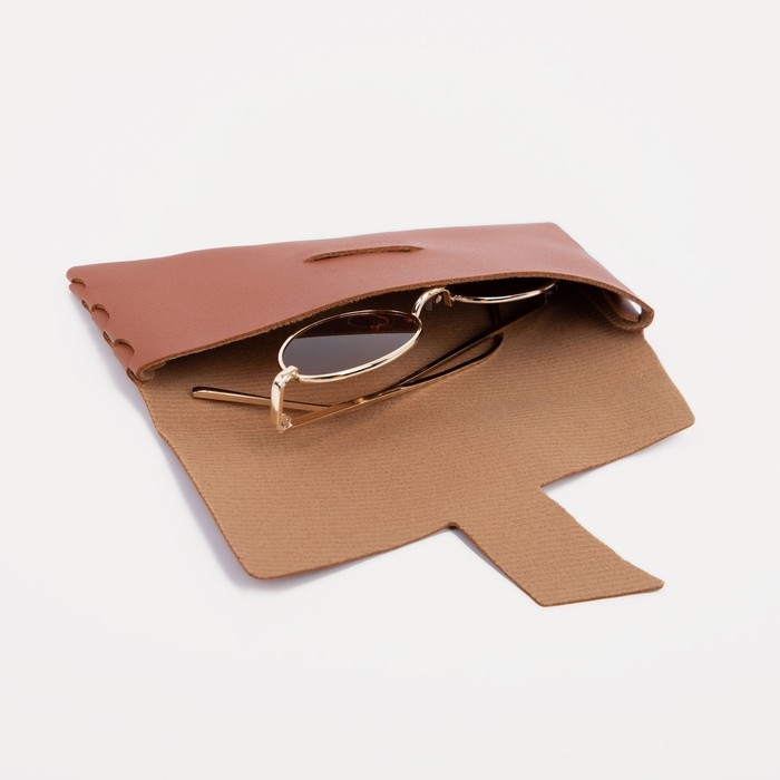 Футляр для очков на затяжке, длина 16 см, цвет коричневый Футляр для очков на затяжке, длина 16 см, цвет коричневый