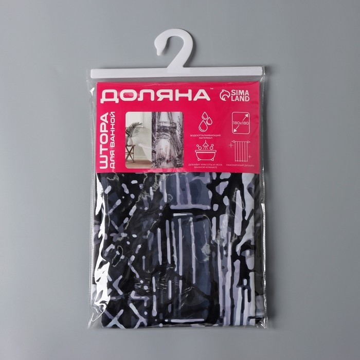 Штора для ванны Доляна &laquo;Париж&raquo;, с люверсами, 180&times;180 см