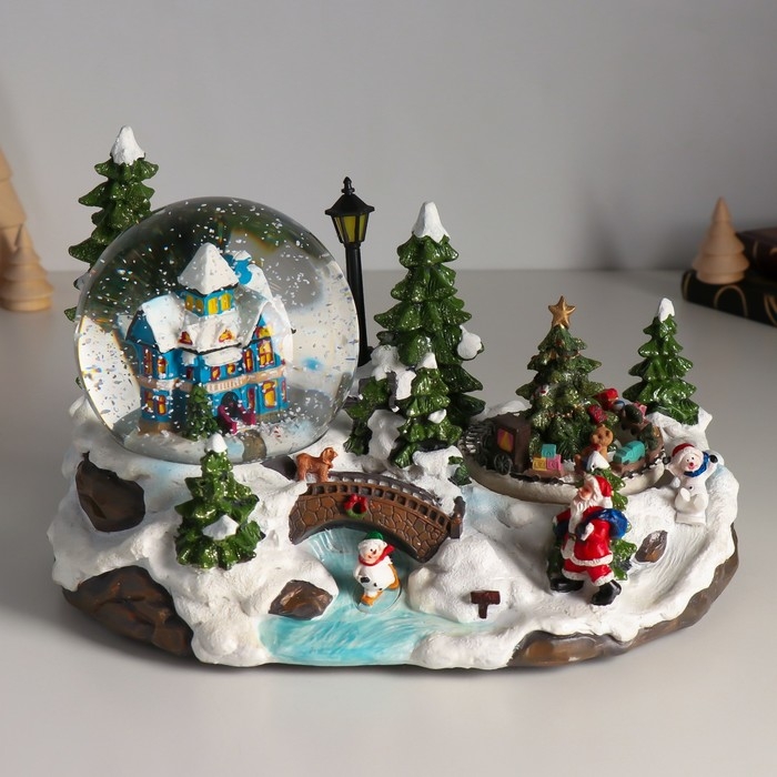Сувенир полистоун водяной шар музыка, свет Сувенир полистоун водяной шар музыка, свет "Лапландия" крутится d=10 см 25,5х17х16 см