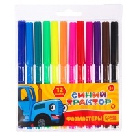 Фломастеры, 12 цветов, Синий трактор Фломастеры, 12 цветов, Синий трактор