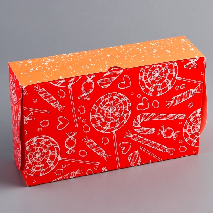 Новый год. Коробка складная, кондитерская упаковка без окна Новый год. Коробка складная, кондитерская упаковка без окна "Вкусного Нового года!", 25 х 15 х 7 см