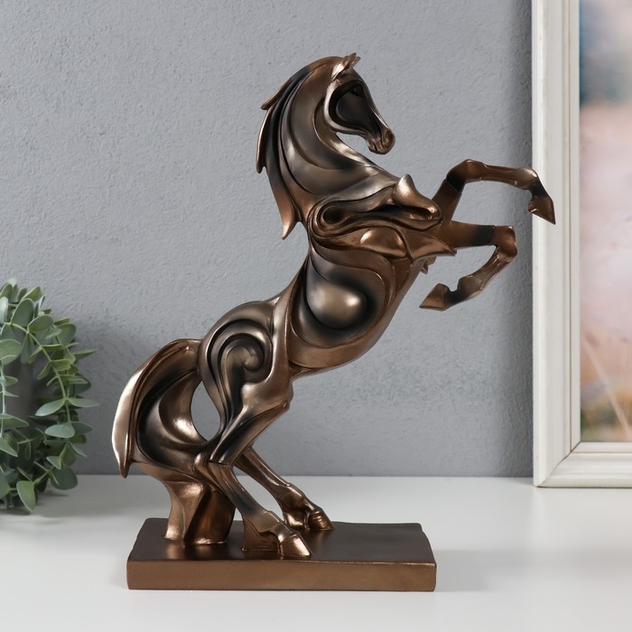 Сувенир полистоун Сувенир полистоун "Жеребец на дыбах" медный 25х9,7х29,9 см