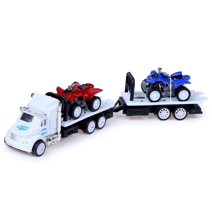 Грузовик инерционный «Автовоз», с 2 квадроциклами, МИКС Грузовик инерционный «Автовоз», с 2 квадроциклами, МИКС