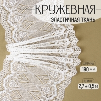 Кружевная эластичная ткань, 190 мм &times; 2,7 &plusmn; 0,5 м, цвет белый