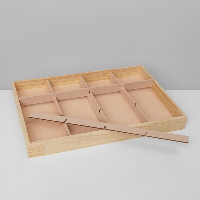 Подставка для украшений 12 ячеек, дерево, 35×24×3, цвет бежевый Подставка для украшений 12 ячеек, дерево, 35×24×3, цвет бежевый