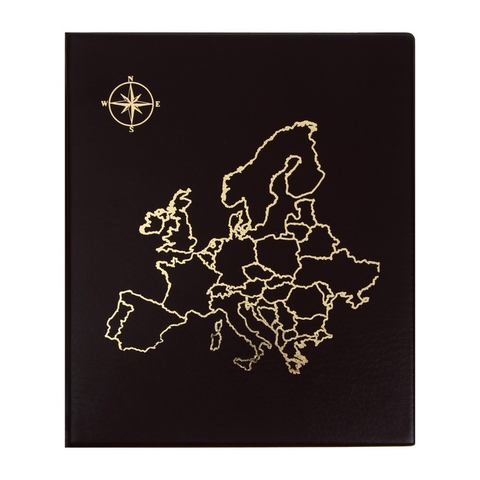 Альбом для монет на кольцах, формат Оптима 230 х 265 мм Calligrata Альбом для монет на кольцах, формат Оптима 230 х 265 мм Calligrata "Карта", входит до 20 листов, обложка ПВХ, коричневый