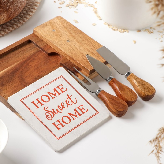 Набор для подачи сыра Shape, 3 ножа, доска, 21&times;14&times;2,5 см, акация