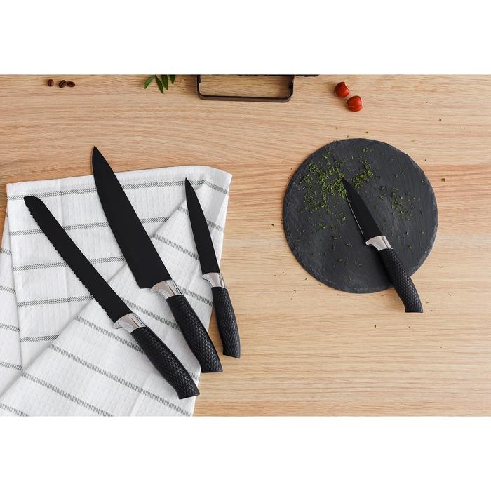 Нож кухонный с антиналипающим покрытием Доляна &laquo;Супер-блэк&raquo;, лезвие 13 см, цвет чёрный