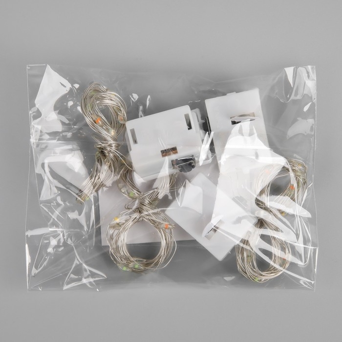 Набор гирлянд &laquo;Нить&raquo; 2 м роса, IP20, серебристая нить, 20 LED, свечение мульти, 3 режима, батарейки AG13х3 (в комплекте), 3 шт.