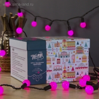 Гирлянда «Нить» 10 м с насадками «Шарики 2.5 см», IP44, тёмная нить, 100 LED, свечение розовое, 8 режимов, 220 В Гирлянда «Нить» 10 м с насадками «Шарики 2.5 см», IP44, тёмная нить, 100 LED, свечение розовое, 8 режимов, 220 В