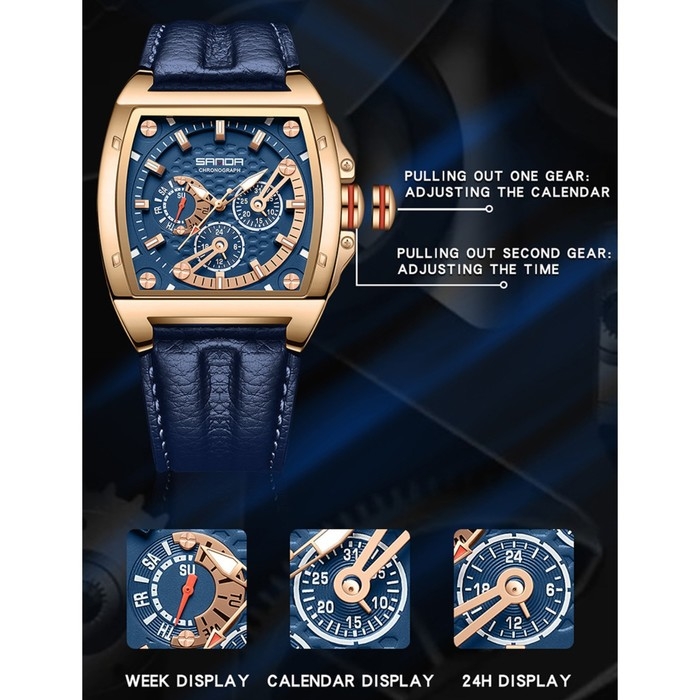 Часы наручные кварцевые женские, d-4.8 см, хронограф, светящиеся, водонепроницаемые, ремешок кожа, з Часы наручные кварцевые женские, d-4.8 см, хронограф, светящиеся, водонепроницаемые, ремешок кожа, з