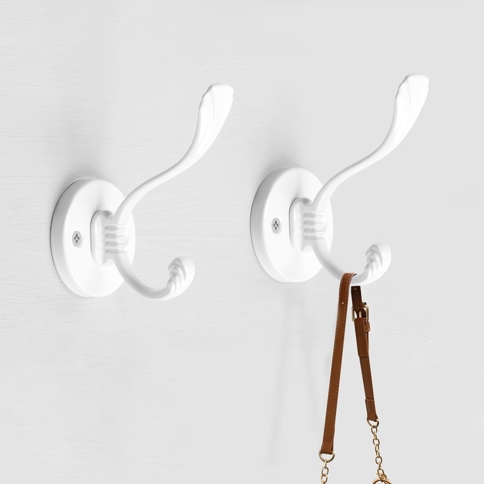 Крючок мебельный CAPPIO GRACE, двухрожковый, белый Крючок мебельный CAPPIO GRACE, двухрожковый, белый