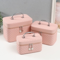 Шкатулка кожзам с зеркалом "Вязка. Розовый" набор 3 шт 21х13,5х13;18,5х10,5х10;16,5х15х23 см Шкатулка кожзам с зеркалом "Вязка. Розовый" набор 3 шт 21х13,5х13;18,5х10,5х10;16,5х15х23 см