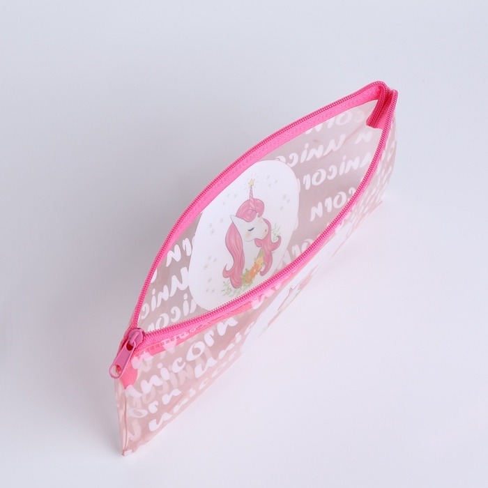 Косметичка-пенал Единорог, 20,5*0,5*9,5см, отд на молнии, розовый Косметичка-пенал Единорог, 20,5*0,5*9,5см, отд на молнии, розовый