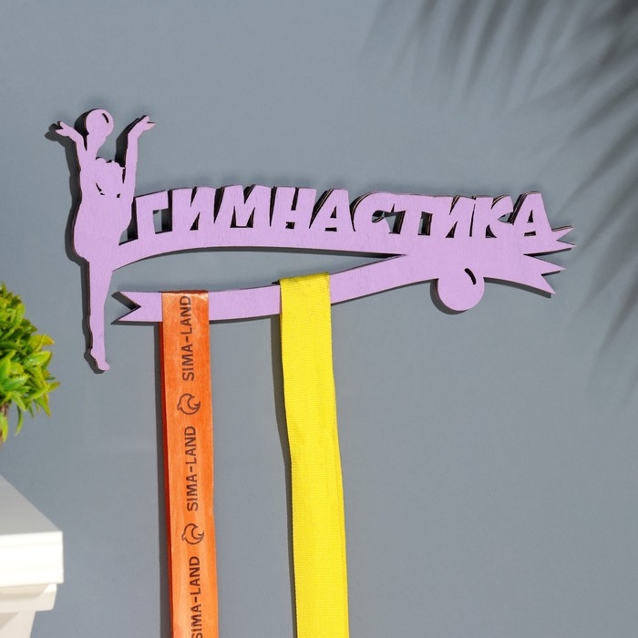 Медальница Медальница "Гимнастика" сиреневый цвет, 28х12 см