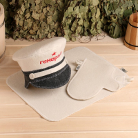 Набор для бани "Генерал" фуражка, коврик, рукавица Набор для бани "Генерал" фуражка, коврик, рукавица