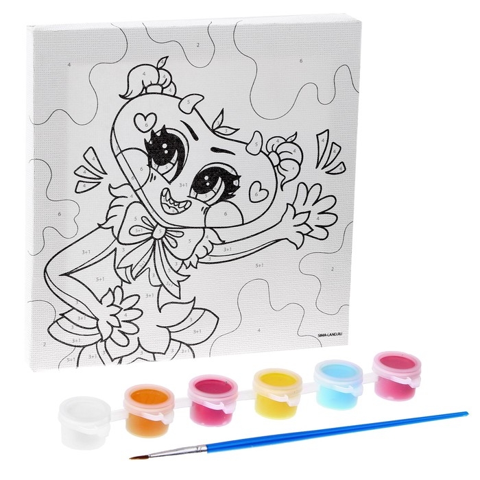 Картина по номерам для детей &laquo;Мягкая подружка&raquo;, 15 х 15 см