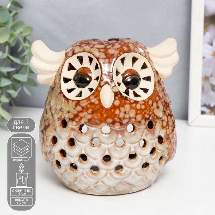 Подсвечник керамика на 1 свечу Подсвечник керамика на 1 свечу "Лесной филин" 15х12х12 см