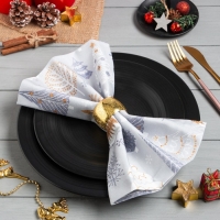 Набор новогодних салфеток &laquo;Let it snow&raquo; с декоративными кольцами, 40х40 см - 4 шт, хлопок, саржа