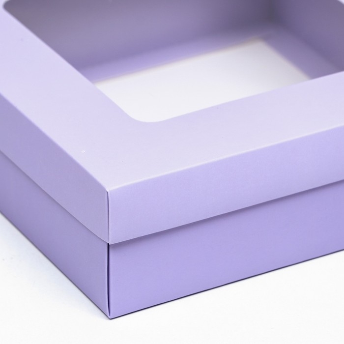 Коробка подарочная складная, упаковка, крышка-дно, сиреневая, с окном 20 х 20 х 6 см