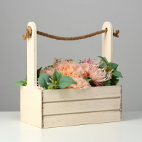 Кашпо деревянное 25.5&times;15&times;28 см "Прованс", ручка канат, бежевый