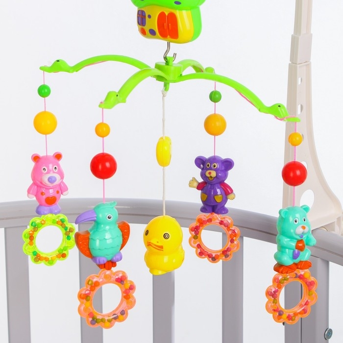 Мобиль музыкальный на кроватку &laquo;Домик. Зверятки погремушки №6&raquo;, заводной, Крошка Я