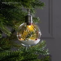 Ёлочный шар «Ветка ели», батарейки, 1 LED, свечение тёплое белое Ёлочный шар «Ветка ели», батарейки, 1 LED, свечение тёплое белое