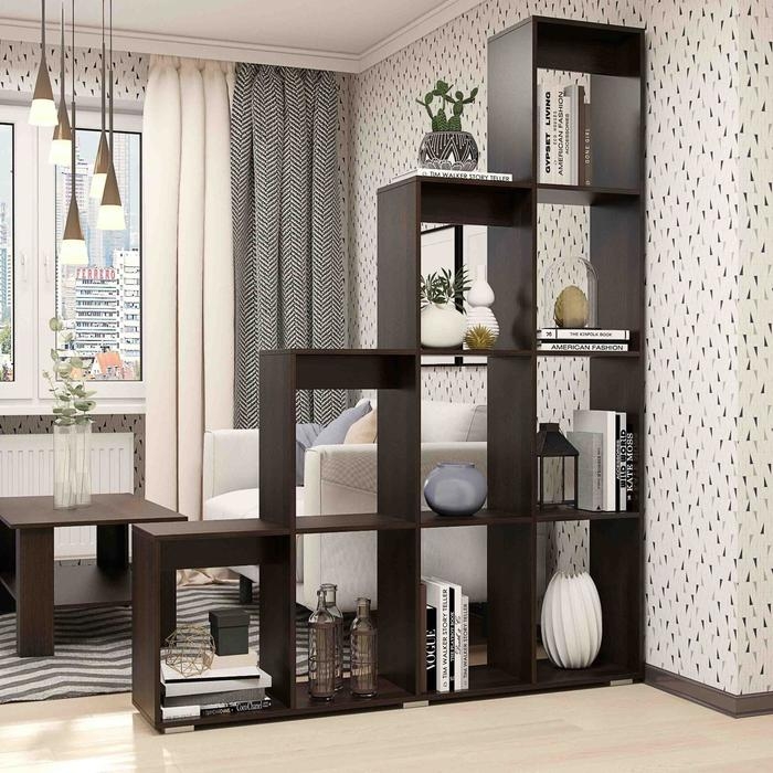 Стеллаж-перегородка с полками Кантри, 1600х296х2036, Венге Стеллаж-перегородка с полками Кантри, 1600х296х2036, Венге