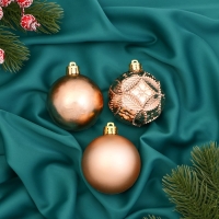 Набор шаров пластик d-6 см, 3 шт "Северное сияние" блеск, золото