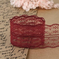 Кружево капроновое, 45 мм × 10 ± 1 м, цвет бордовый Кружево капроновое, 45 мм × 10 ± 1 м, цвет бордовый