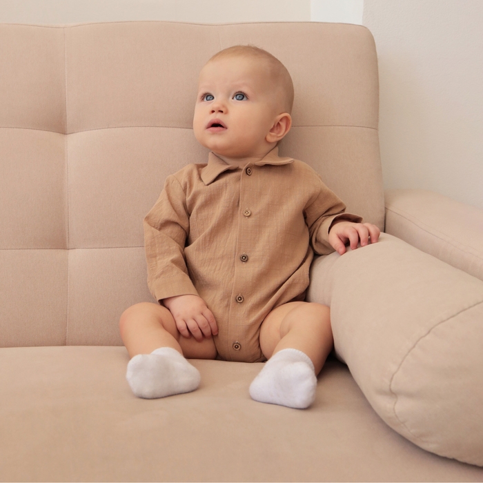 Боди-рубашка для мальчика MINAKU, цвет бежевый, размер 74-80