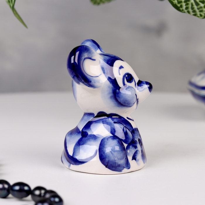 Сувенир гжель &laquo;Мышь&raquo;, бело-синий,керамика,