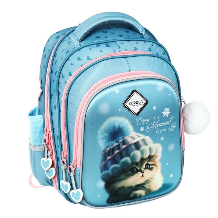 Рюкзак школьный 40х33х15см, эргономичная спинка, Across 410, голубой