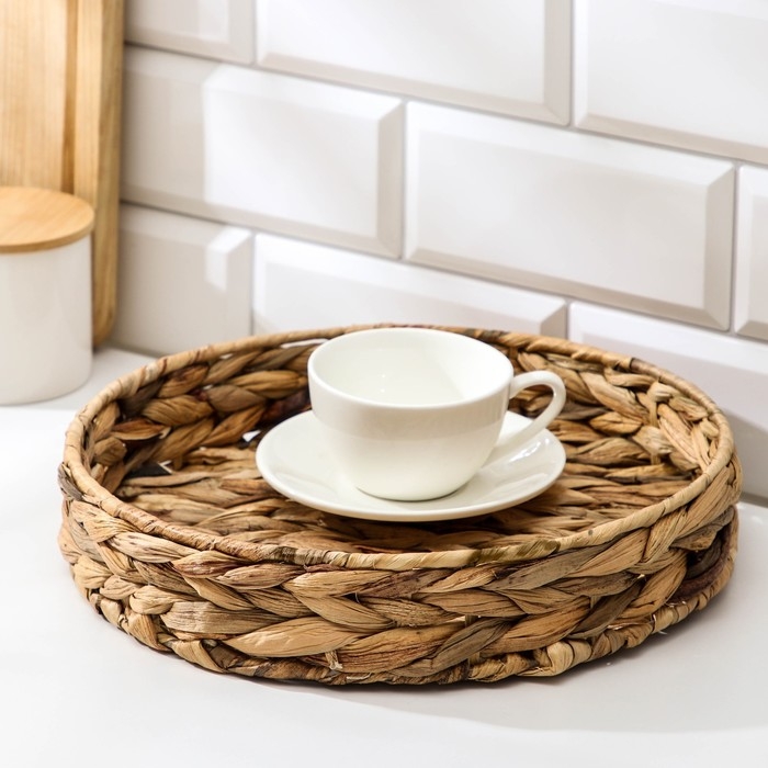 Корзинка для подачи Доляна &laquo;Камыш&raquo;, d=28 см, из соломы