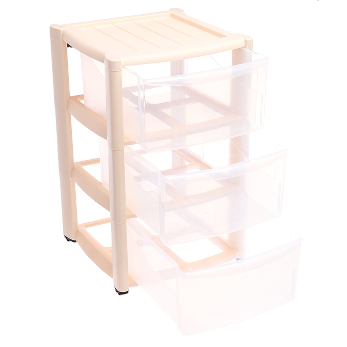 Комод на колесах &laquo;Амадео&raquo;, 3 ящика, цвет бежевый