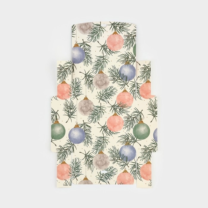 Коробка подарочная новогодняя складная двухсторонняя &laquo;Новогодние шары&raquo;, 20 х 18 х 5 см, Новый год