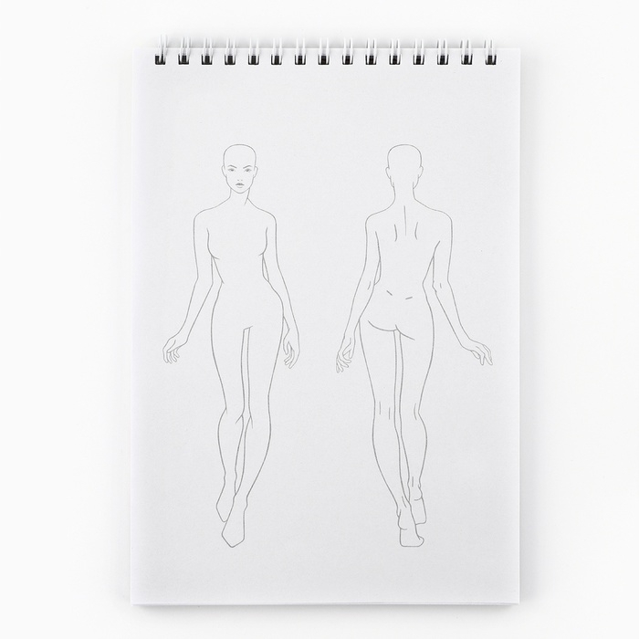 Скетчбук с шаблоном фигуры А5, 40 л "Девушка в розовом"